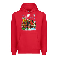 Red christmas santa and friends train Premium Hoodie - Zillion Design Studio