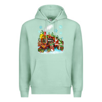Seafoam christmas santa and friends train Premium Hoodie - Zillion Design Studio