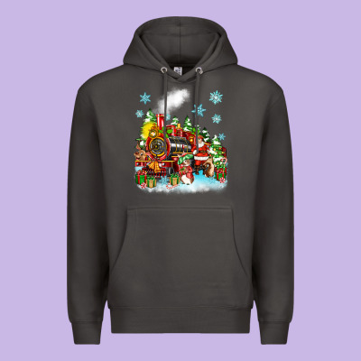 Christmas Santa And Friends Train Premium Hoodie Designed By Zillion Design Studio