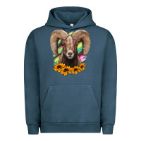 Pigment Midnight Navy bighorn sheep Urban Hoodie - RanaPortraitStore