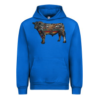 Cobalt black angus bull with western patterns Urban Hoodie - RanaPortraitStore