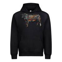 Foreset Green black angus bull with western patterns Urban Hoodie - RanaPortraitStore