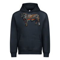 Navy black angus bull with western patterns Urban Hoodie - RanaPortraitStore