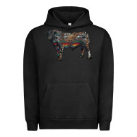 Pigment Black black angus bull with western patterns Urban Hoodie - RanaPortraitStore