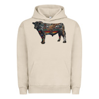 Pigment French Oak black angus bull with western patterns Urban Hoodie - RanaPortraitStore