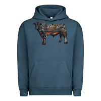 Pigment Midnight Navy black angus bull with western patterns Urban Hoodie - RanaPortraitStore