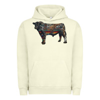 Pigment Pistachio black angus bull with western patterns Urban Hoodie - RanaPortraitStore
