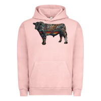 Pigment Salmon black angus bull with western patterns Urban Hoodie - RanaPortraitStore