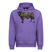 Tulip black angus bull with western patterns Urban Hoodie - RanaPortraitStore