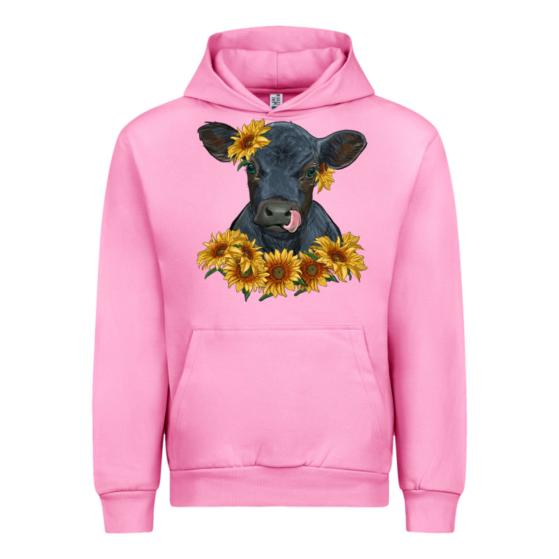 Black Angus Calf With Sunflowers Urban Hoodie by RanaPortraitStore | Teevron