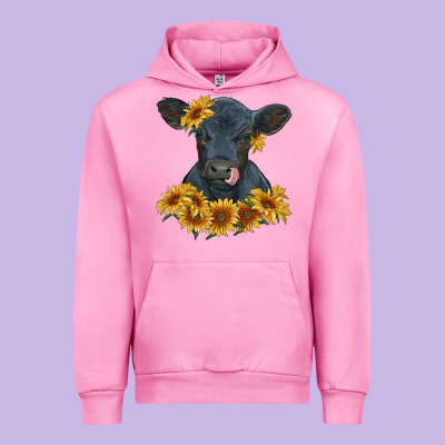Urban Hoodie black angus calf with sunflowers