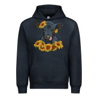 Navy black angus calf with sunflowers Urban Hoodie - RanaPortraitStore