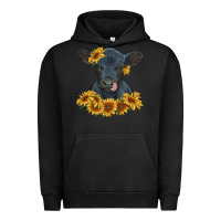 Pigment Black black angus calf with sunflowers Urban Hoodie - RanaPortraitStore