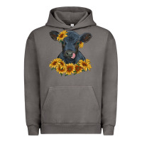 Pigment Tornado black angus calf with sunflowers Urban Hoodie - RanaPortraitStore