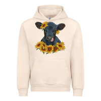 Sandshell black angus calf with sunflowers Urban Hoodie - RanaPortraitStore
