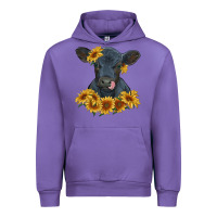 Tulip black angus calf with sunflowers Urban Hoodie - RanaPortraitStore