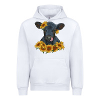 White black angus calf with sunflowers Urban Hoodie - RanaPortraitStore