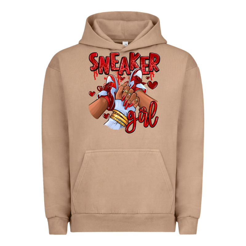 Red Sneaker Girl Afro Woman Urban Hoodie by RanaPortraitStore | Teevron