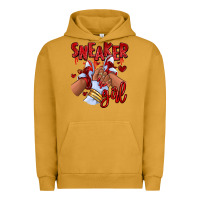 Pigment Peanut Butter red sneaker girl afro woman Urban Hoodie - RanaPortraitStore