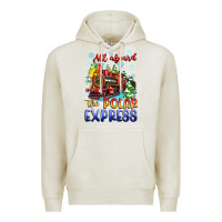 Oatmeal Heather all aboard the polar express Premium Hoodie - Zillion Design Studio
