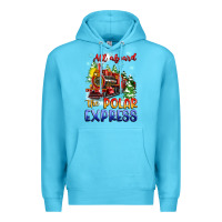 Ocean Blue all aboard the polar express Premium Hoodie - Zillion Design Studio