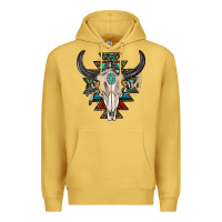 Antique Gold western aztec bull skull with gemstone Premium Hoodie - texasbilliewilder