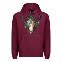 Burgundy western aztec bull skull with gemstone Premium Hoodie - texasbilliewilder