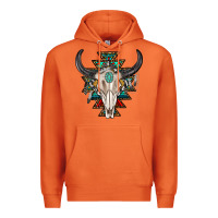 Carrot western aztec bull skull with gemstone Premium Hoodie - texasbilliewilder