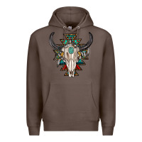 Coffee western aztec bull skull with gemstone Premium Hoodie - texasbilliewilder
