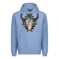 Colony Blue western aztec bull skull with gemstone Premium Hoodie - texasbilliewilder