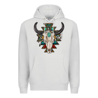 Dove Grey western aztec bull skull with gemstone Premium Hoodie - texasbilliewilder