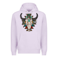 Lilac western aztec bull skull with gemstone Premium Hoodie - texasbilliewilder