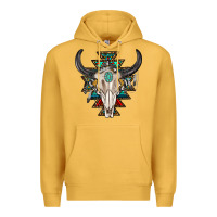 Mustard western aztec bull skull with gemstone Premium Hoodie - texasbilliewilder