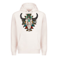 Pale Pink western aztec bull skull with gemstone Premium Hoodie - texasbilliewilder