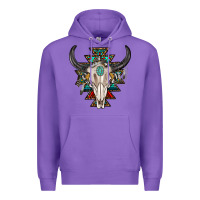 Purple western aztec bull skull with gemstone Premium Hoodie - texasbilliewilder