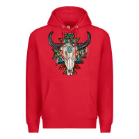 Red western aztec bull skull with gemstone Premium Hoodie - texasbilliewilder