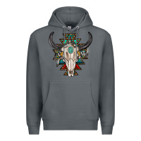Rock western aztec bull skull with gemstone Premium Hoodie - texasbilliewilder
