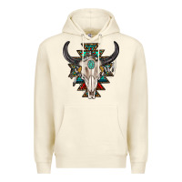 Sandshell western aztec bull skull with gemstone Premium Hoodie - texasbilliewilder
