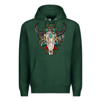 Sports Green western aztec bull skull with gemstone Premium Hoodie - texasbilliewilder