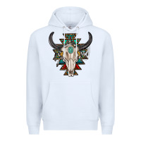White western aztec bull skull with gemstone Premium Hoodie - texasbilliewilder