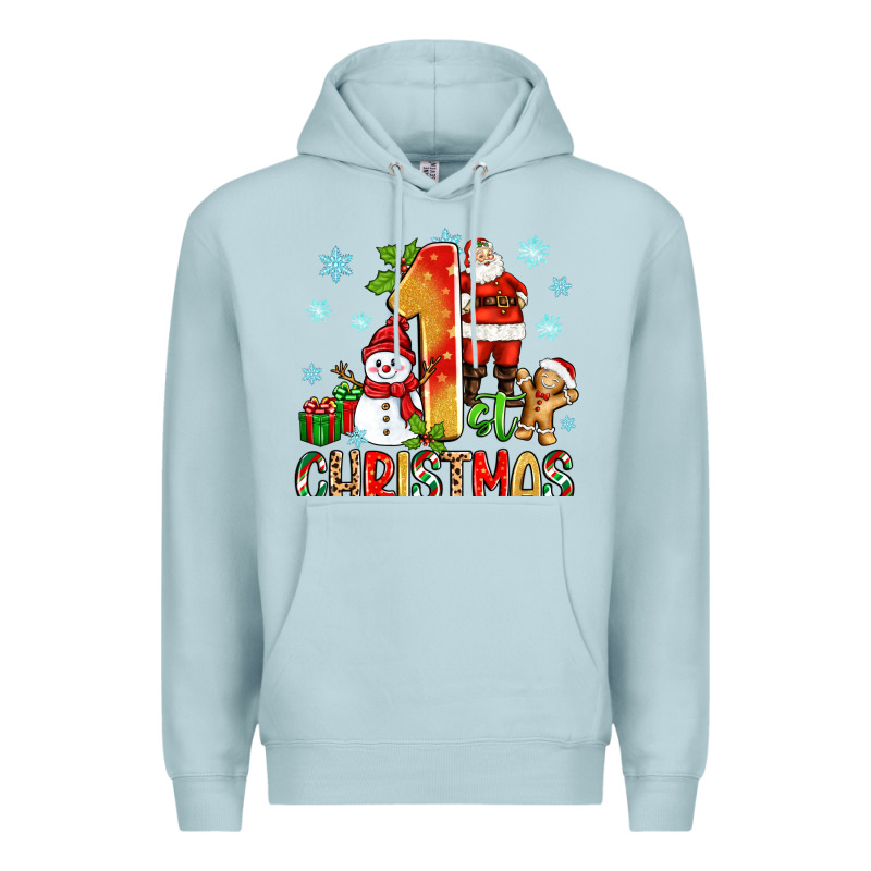 1st Christmas Santa And Snowman Premium Hoodie by Zillion Design Studio | Teevron