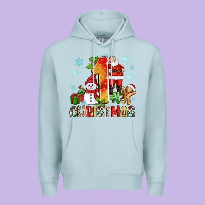 1st Christmas Santa And Snowman Premium Hoodie Designed By Zillion Design Studio