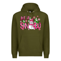 Army Green pink christmas let it snow Premium Hoodie - Zillion Design Studio
