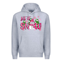 Heather Grey pink christmas let it snow Premium Hoodie - Zillion Design Studio