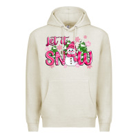 Oatmeal Heather pink christmas let it snow Premium Hoodie - Zillion Design Studio