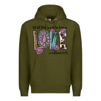 Army Green western let all that you do be done in love with g Premium Hoodie - texasbilliewilder