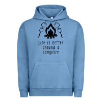 Pigment Pebble Blue life is better around a campfire Urban Hoodie - Unal Design