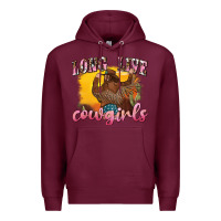 Burgundy western long live cowgirls Premium Hoodie - texasbilliewilder