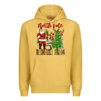 Antique Gold north pole reindeer farm Premium Hoodie - Zillion Design Studio
