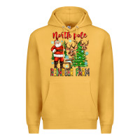 Mustard north pole reindeer farm Premium Hoodie - Zillion Design Studio